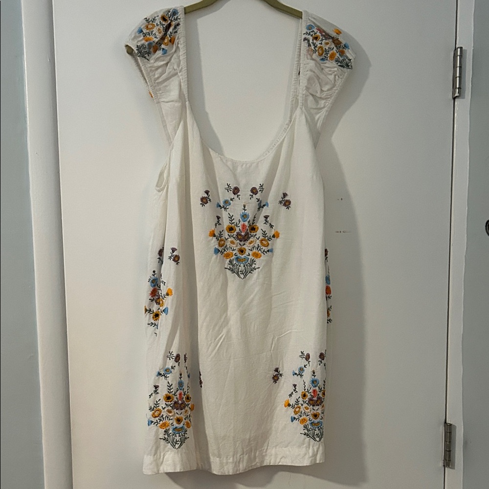 Free People Embroidered Floral White Dress